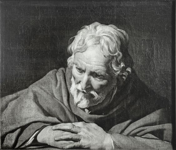 Puterbaugh, Rollyn — Attributed to Matthias Stomer. An old shepherd (fragment from an Adoration of the Shepherds?) — insieme